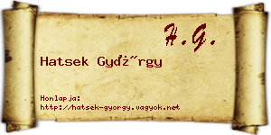 Hatsek György névjegykártya